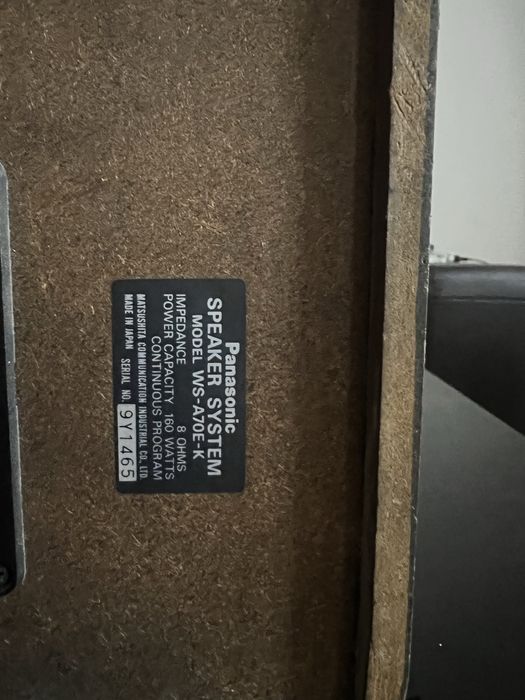 Boxe Hi-Fi Panasonic RAMSA WS-A70E-K - 160W, 8 Ohmi, Made in Japan