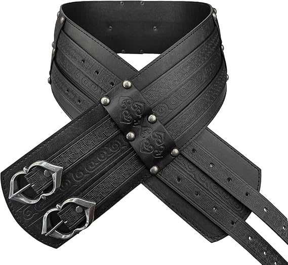 Centură lată în stil viking, centură medievală din imitație de piele, centură-corset de cavaler, costum pentru LARP sau Halloween