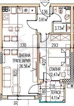 Двустаен апартамент в Остромила 111727