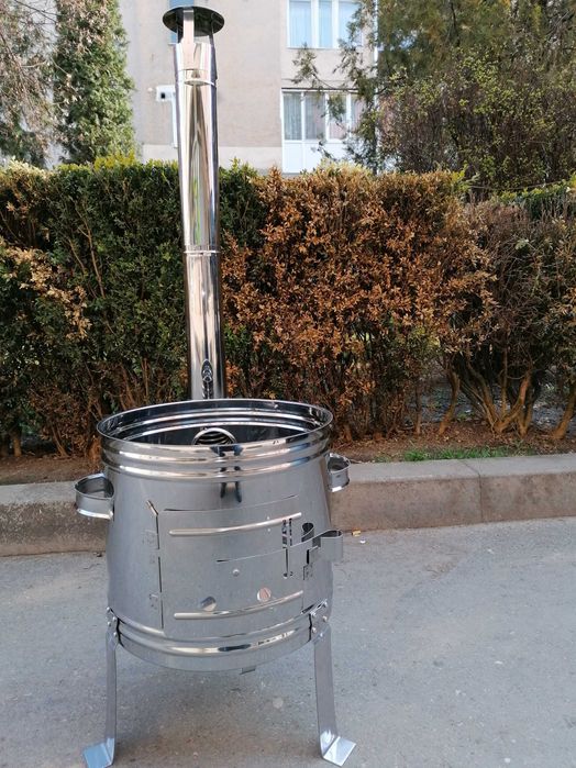 Sobă inox cu burlane+  ceaun fontă emailată/tuci  10,8 L Promo 599 lei