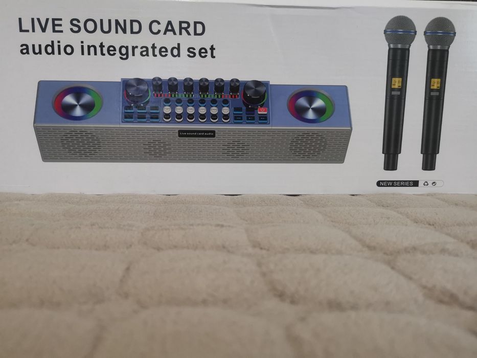 Sistem de mixare karaoke,2 microfoane-live sound card live streaming