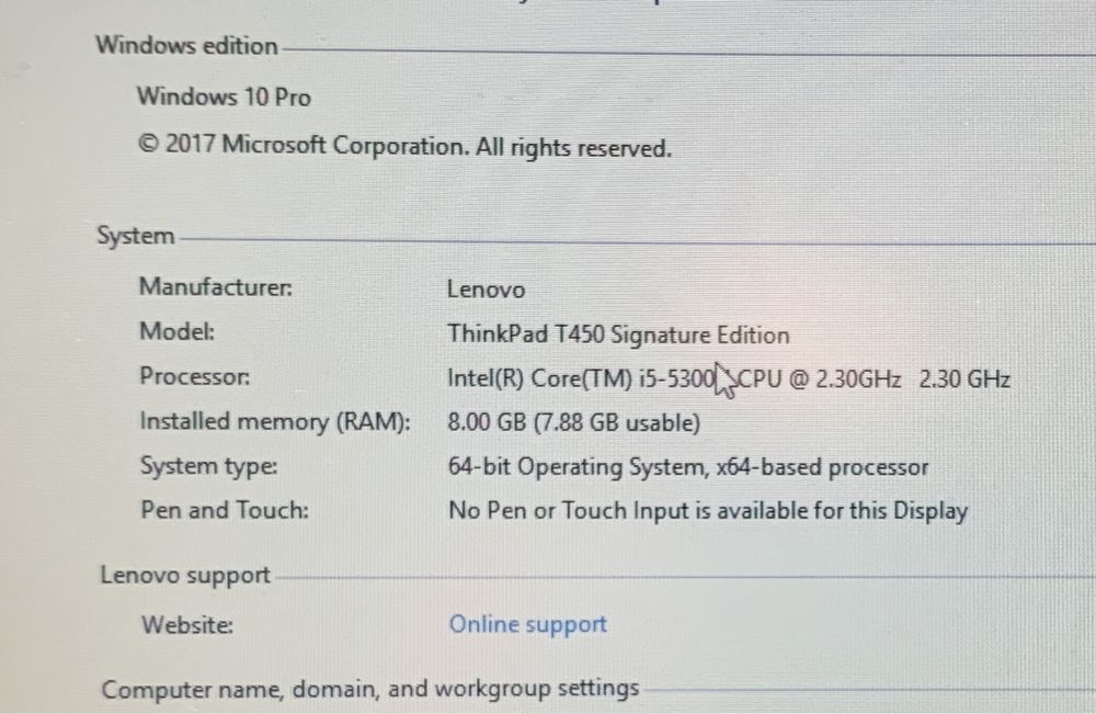Lenovo T440/T450 i5/ Ram=8GB/ SSD=240GB