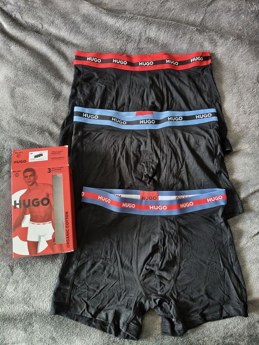 Hugo set 3 boxeri negri cu banda multicolor mărimea M noi originali