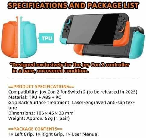 Нови Грипове за Switch 2 Joy-Con противоплъзгащи ляв и десен за геймъри игри