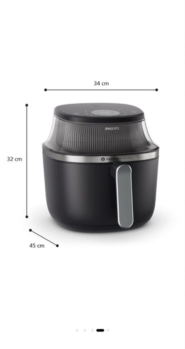 Friteuza fara ulei Philips Airfryer Seria 3000 NA341/00, compact digital, 2000 W, capacitate 7.2L, afisaj digital