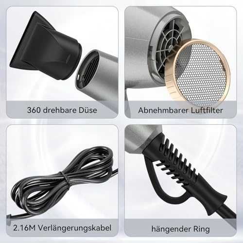 CONFU йонен сешоар 2300W с дифузер и концентратор