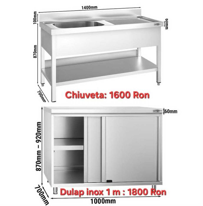 mobilier bucatarie inox