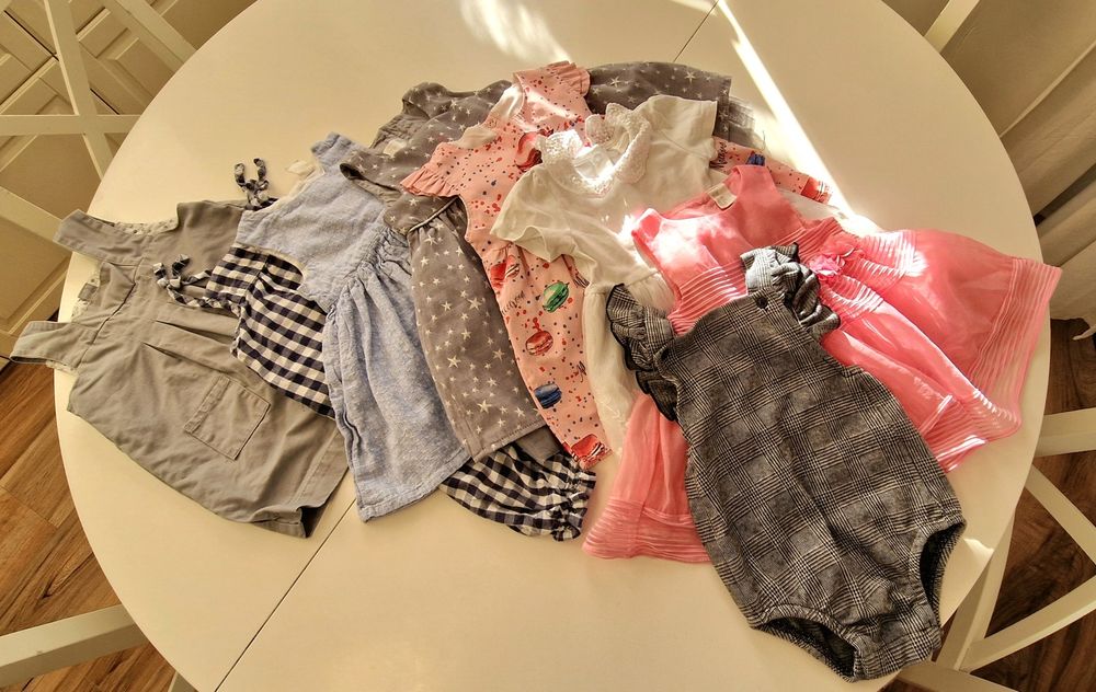 Лот от роклички и гащеризони, размер 68-74,  Okaidi, H&M, Name it и др.