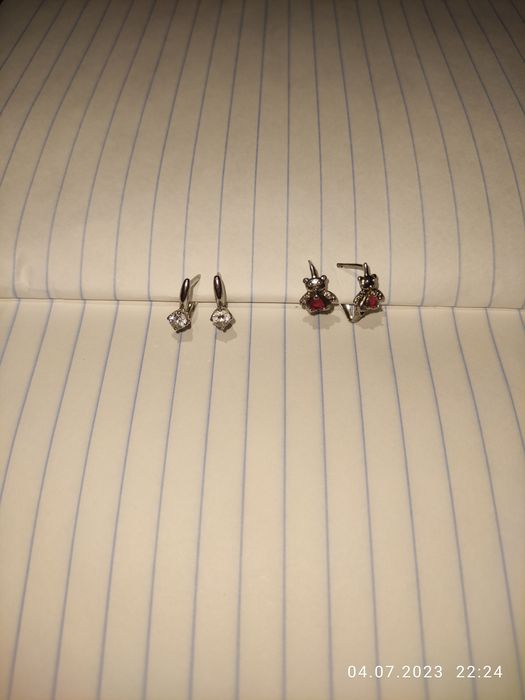 Детские серьги из серебра