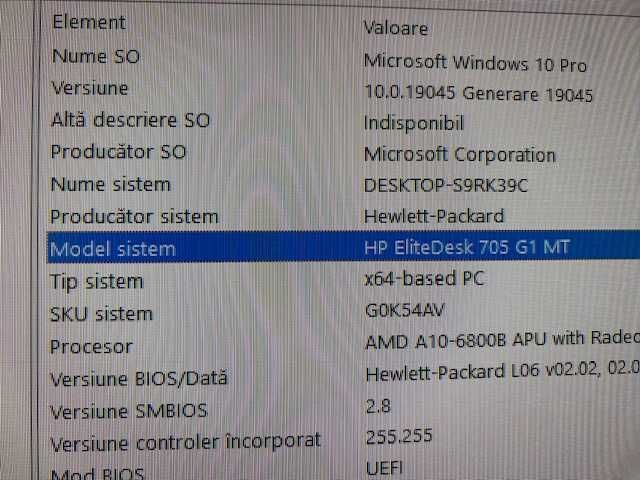 Calculator HP EliteDesk 705 G1 AMD A10  8GB RAM  SSD + HDD |Win 10 Pro