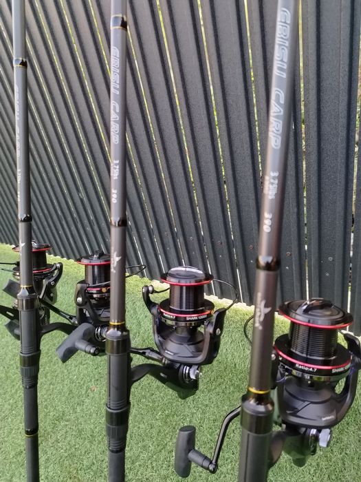 SET 4 Lansete  EBISU CARP 3.90 m 3.75 Lbs + 4 Mulinete Eastshark 12000
