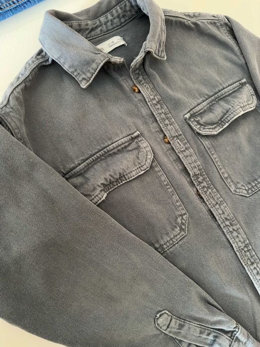 Дънкова връхна риза ZARA / сива / момче / 146 см