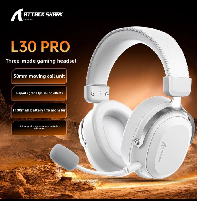 Безжични Геймърски Слушалки Attack Shark L30 Pro - RGB, Noise Cancellation, Quad-Mode