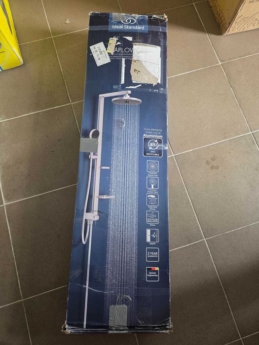 Sistem de duș Ideal Standard Ceratwist Alu+, duș cu economie de apă și jet variabil - Argintiu (338 x 501 x 1104 mm)