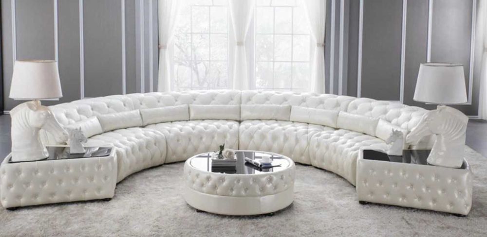 Coltar Pisa din PIELE alb perlat Divani & Sofa' din colecția Neoclasic