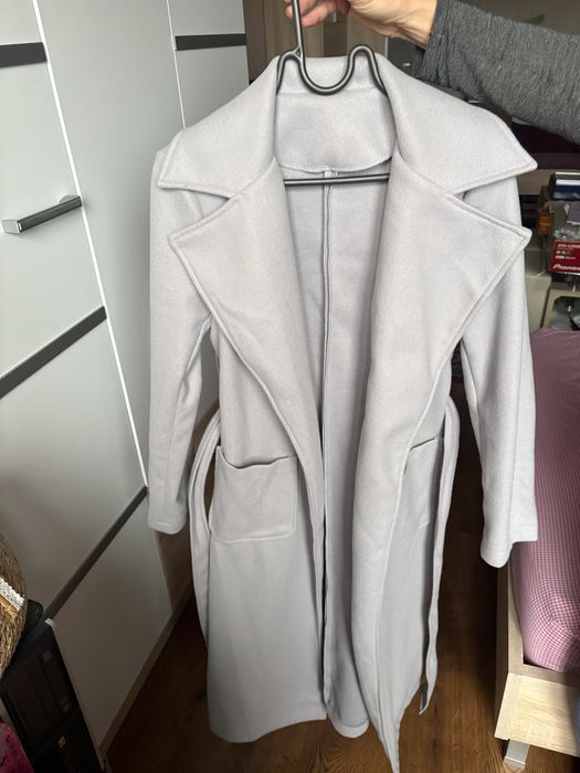 Сиво дълго палто XS