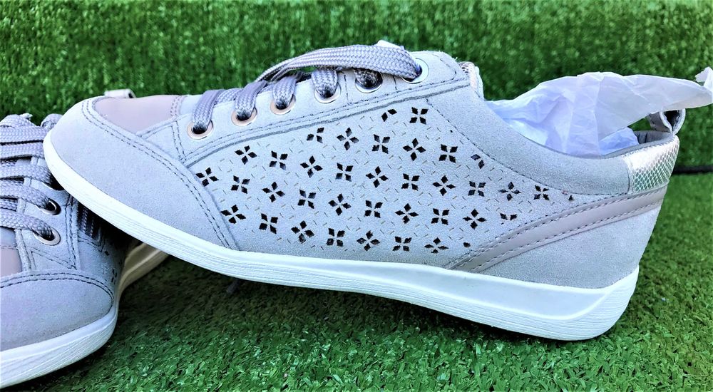 Sneakers Geox Myria, piele intoarsa, marimea 36, gri