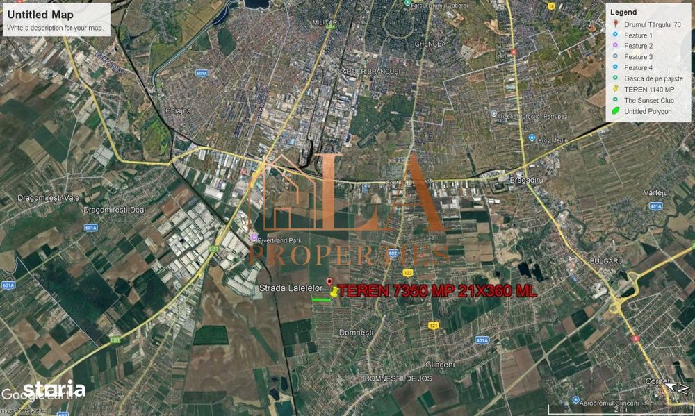 Teren intravilan 14700mp | 42X360 | Toate utilitatile | Zona Domnesti