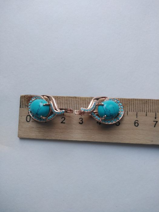 Серьги 585 бирюза