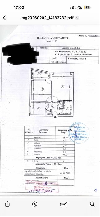 Vand apartament 2 camere 48mp metrou piata sudului