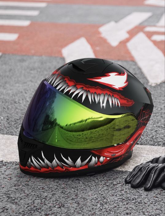 Мотошлем AXK 902 Venom со светящимся эффектом в темноте