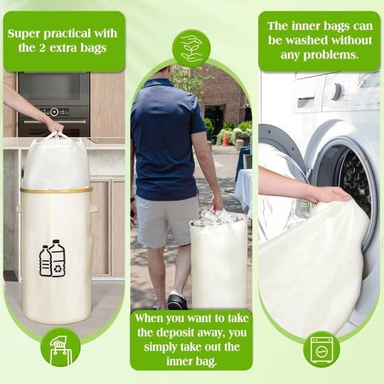 Cos reciclare, sac colector de sticle, plastic sau doze, culoare negru