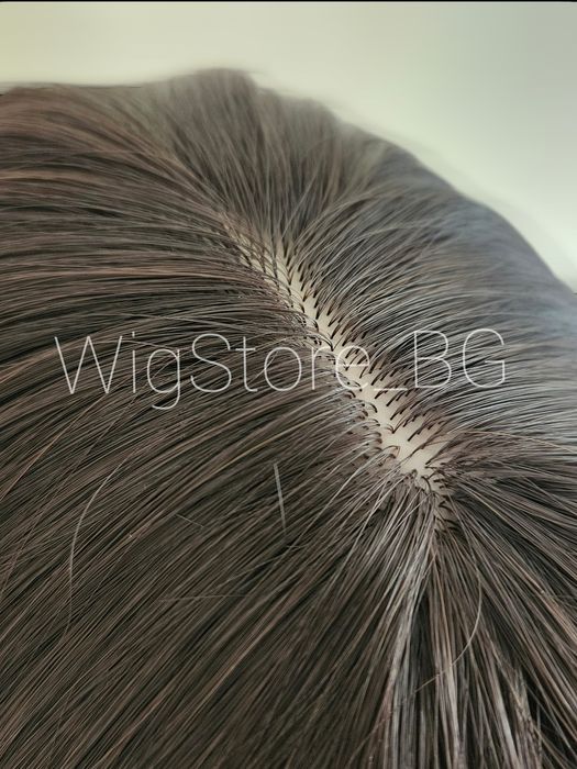 Права сиво руса перука с бретон