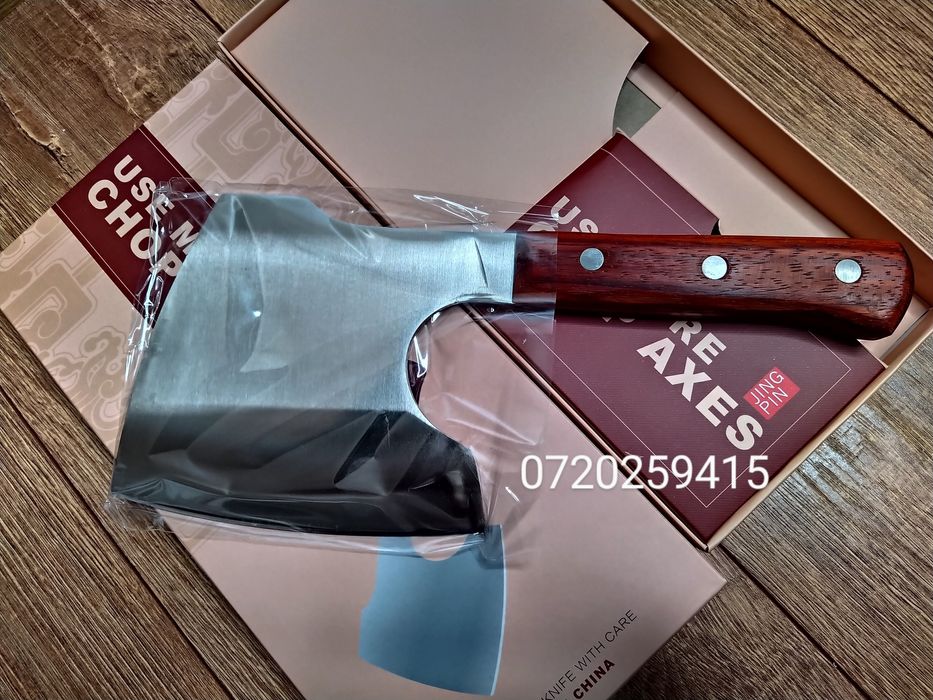 Satar profesional cu maner de lemn, Camping, Macelar, 30 cm