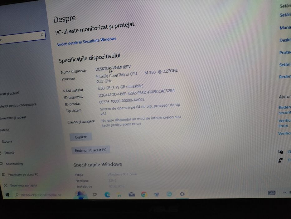 Vand laptop Asus I3, ssd