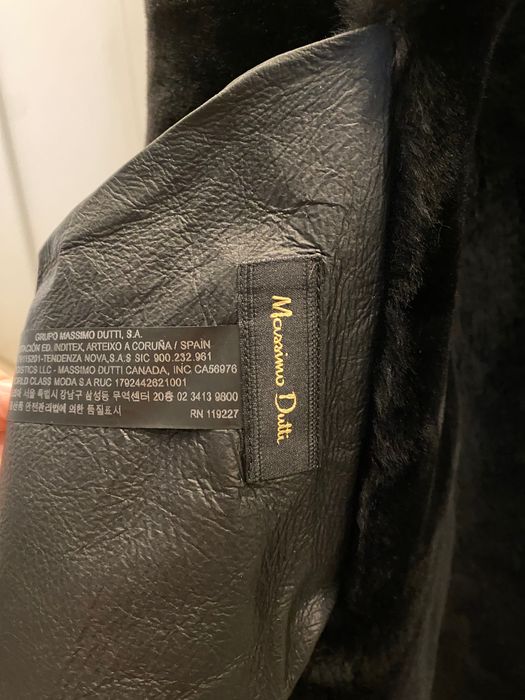 Palton piele naturala cu blana shearling Massimo Dutti