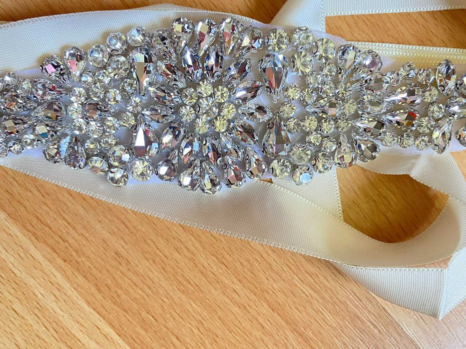 Brau cordon talie cu strasuri curea rochie eleganta sau mireasa nou