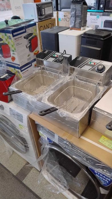 *ПРОМО* Профисионален Електрически Двоен Фритюрник 12 л 5000 W Инокс