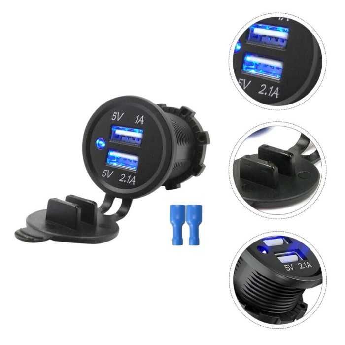 Двойно USB зарядно Automat, 12 - 24V, Черен