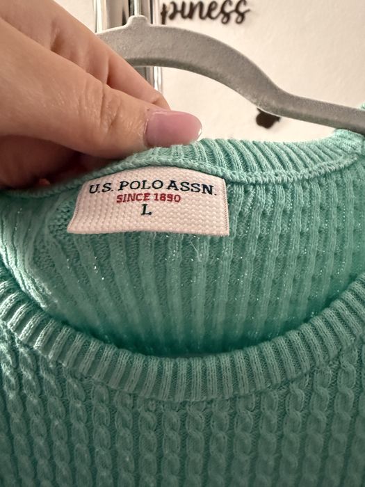 Pulover Us Polo turcoaz marime M