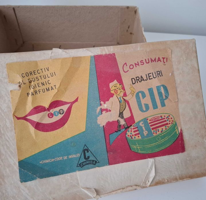 Cutie veche romaneasca bomboane "CIP" - comunist - colectie - drajeuri