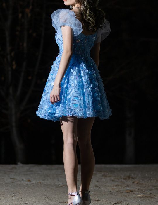 Rochie de ocazie scurta albatra deschis