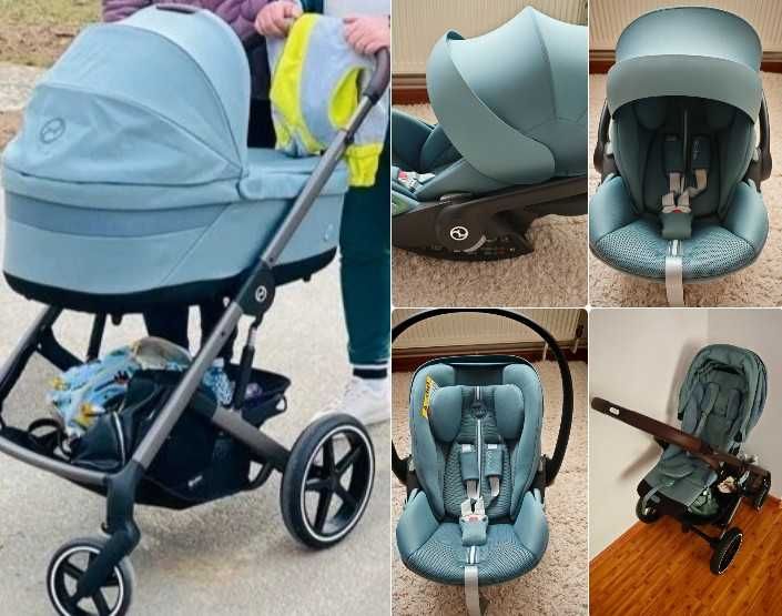 Carucior Cybex, Balios S Lux 3 in 1 TPE, Stormy Blue, cu scoica auto Cybex, Cloud G i-Size Plus