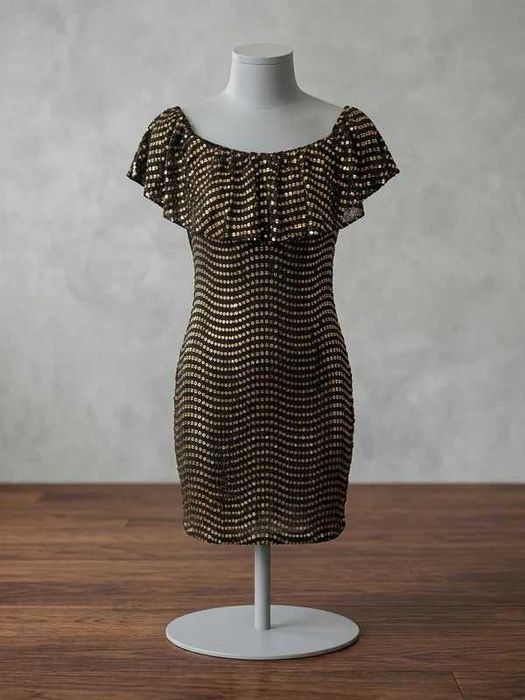 Rochie Mini de Ocazie Black & Gold – Mărimea S – nou cu eticheta
