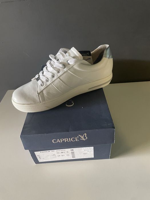 Sneakers piele damă CAPRICE White Nappa • Mărimea 38.5 • Noi în cutie