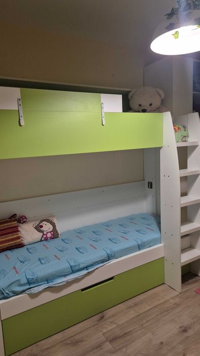Dormitor complet copii, paturi supraetajate, saltele incluse