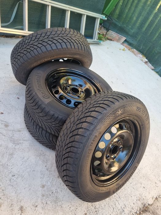 Anvelope iarnă Continental 195/65 R15 + jante tablă 5×112
