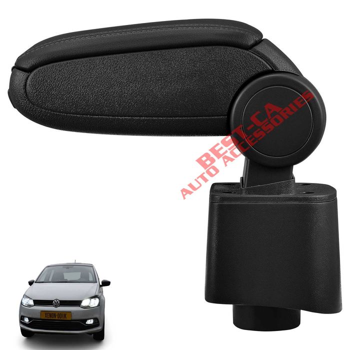 Кожен черен подлакътник за ФВ Поло 5 6Р / VW Polo Mk5 6R 2010-2017