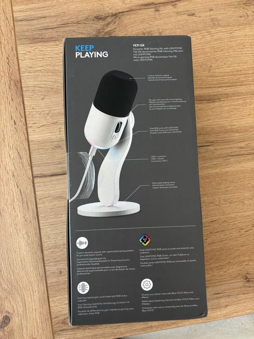 Микрофон Logitech - Yeti GX, бял, нов