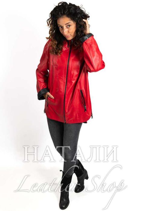 Дамско кожено яке Елица Red
