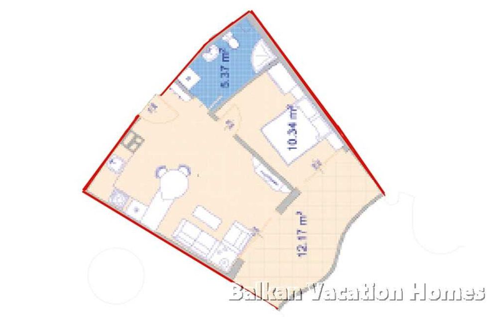 Двустаен апартамент с гледка море в Бяла