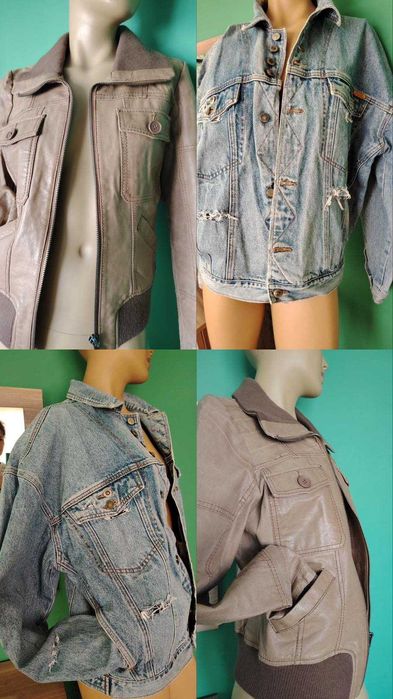 Дънково и кожено яке размер М