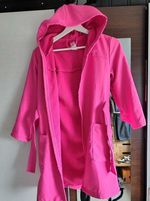 Halat de baie Nabaiji Dechatlon, Halat compact bumbac Roz Magenta Copii