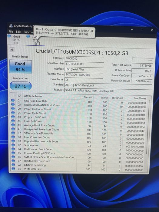 SSD Crucial MX300 1050GB 2.5”