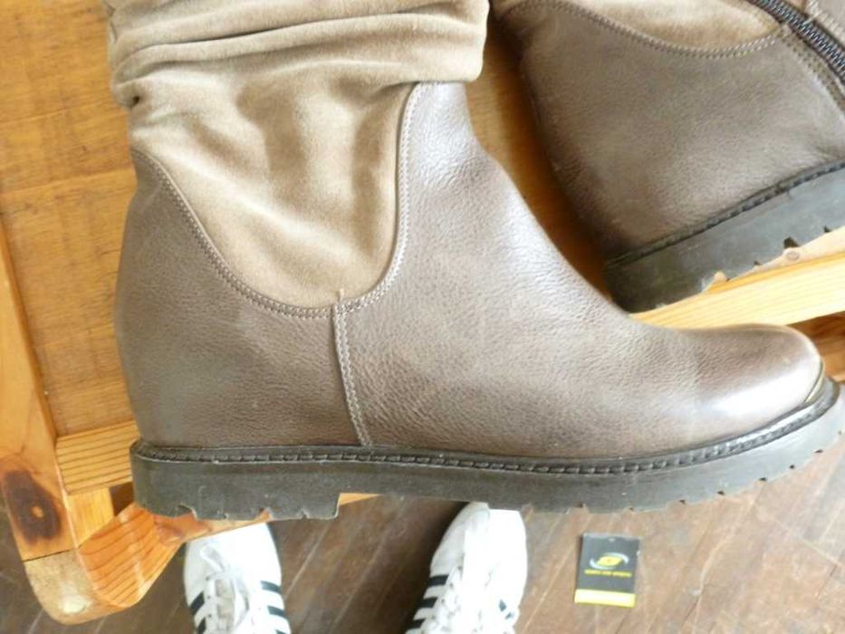 Ботуши от естествена кожа със скрита платформа