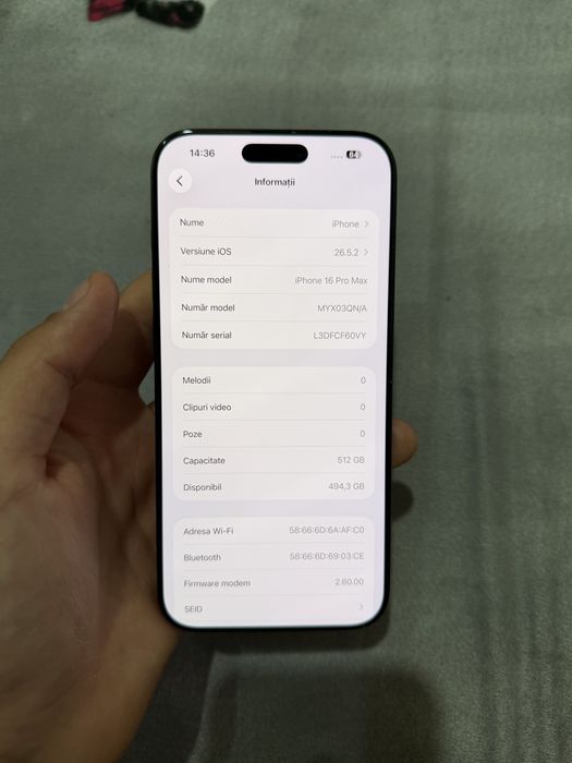 Vand IPhone 16 PRO MAX 512 GB Black Titanium